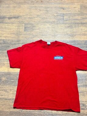 Gildan Red Short Sleeve T-Shirt with Small Chest Graphic